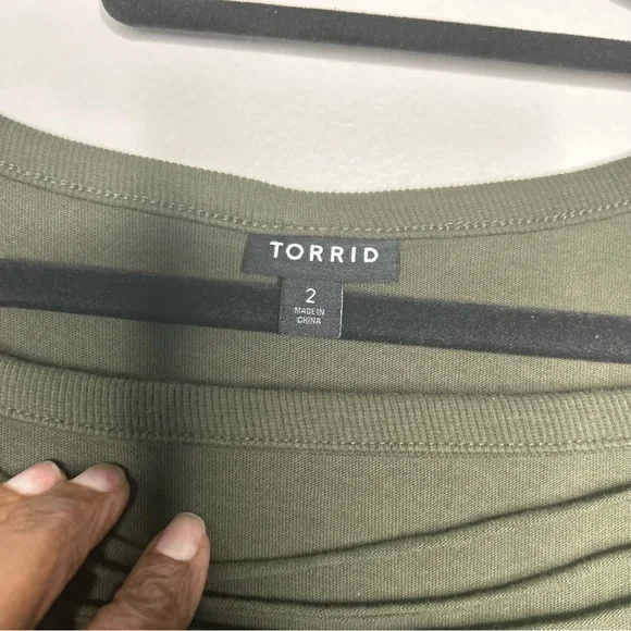 NWT Olive Green Dip-Dye Short Sleeve Women's T-Shirt Material Dress Size 2X - Picture 8 of 13